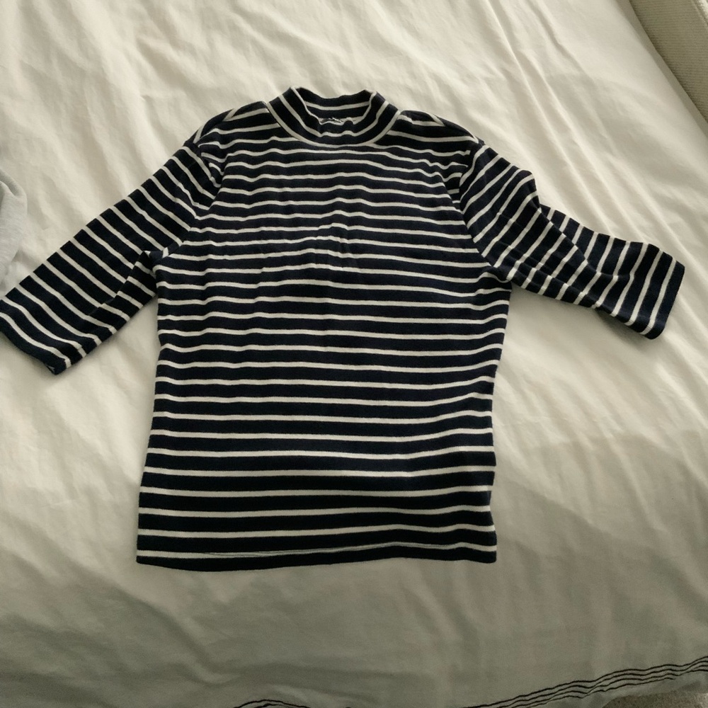 Express Striped Black and White Turtleneck Top